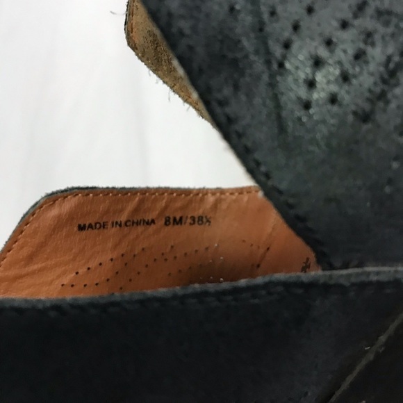 Lucky Brand Ankle Boots Booties Size 8 black western side cutout perforated heel - Picture 7 of 15